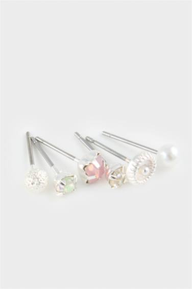 طقم 6 حلق فضي نسائي