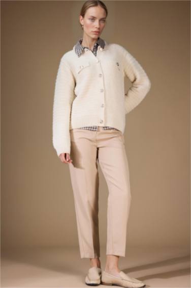 Regular Fit Bisiklet Yaka Triko Hırka