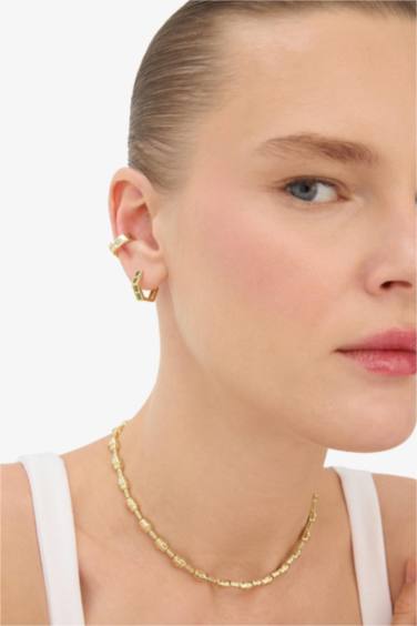 Reis x DeFacto 14K Gold Plated Grada Duo Woman 2 Piece Earrings