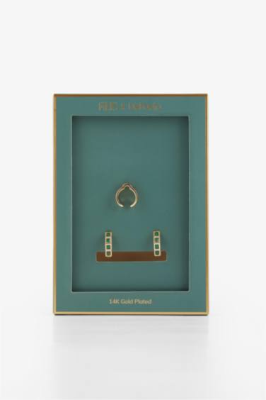 Reis x DeFacto 14K Gold Plated Grada Duo Woman 2 Piece Earrings