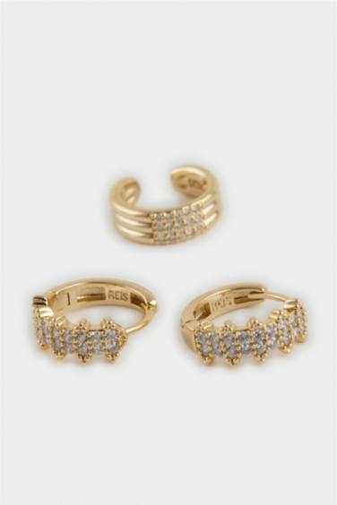 تراجي نسائي مطلي ذهب لون أخضر وذهبي من Reis x DeFacto - قطعتين