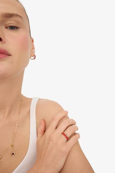 محبس نسائي مطلي ذهب لون أحمر وذهبي من Reis x DeFacto - قطعتين