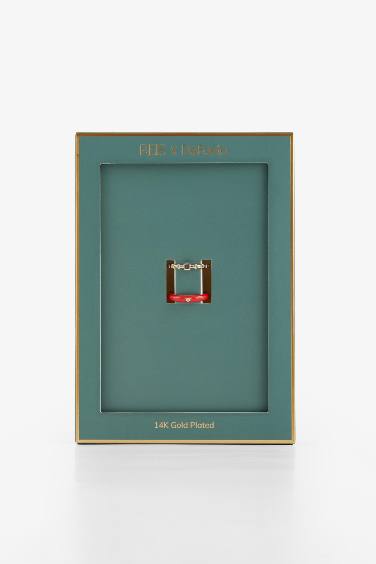 محبس نسائي مطلي ذهب لون أحمر وذهبي من Reis x DeFacto - قطعتين