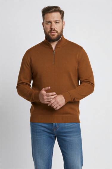 Regular Fit Yarım Balıkçı Yaka Fermuarlı Kalın Sweatshirt