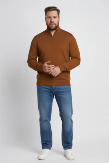 Regular Fit Yarım Balıkçı Yaka Fermuarlı Kalın Sweatshirt