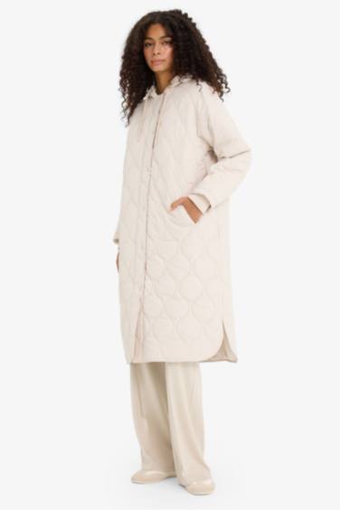Regular Fit Hooded Quilted Long Jacket