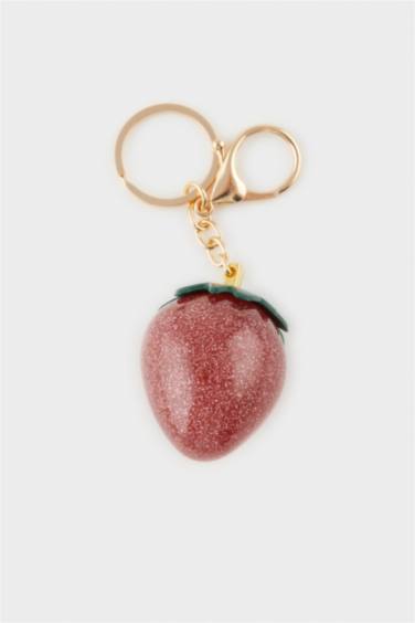 Woman Strawberry Charm Keychain