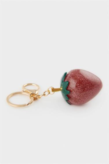 Woman Strawberry Charm Keychain