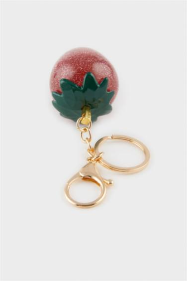 Woman Strawberry Charm Keychain