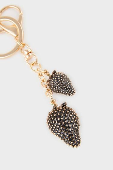 Woman Stoned Strawberry Charm Keychain