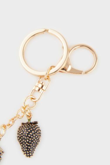 Woman Stoned Strawberry Charm Keychain