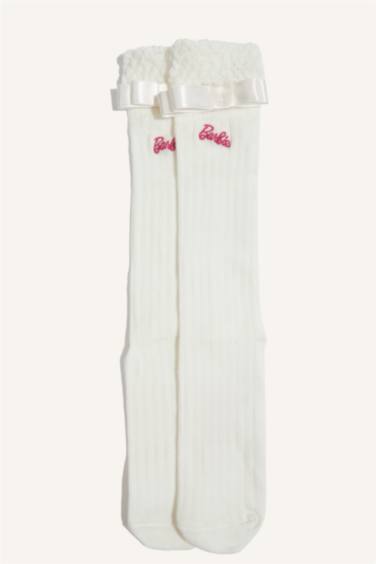 Kız Çocuk Barbie Pamuklu Diz Altı Okul Çorabı