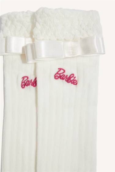 Kız Çocuk Barbie Pamuklu Diz Altı Okul Çorabı