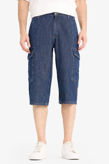 Regular Fit Long Denim Bermuda Shorts