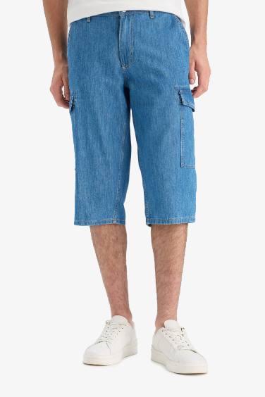 %100 Pamuk Regular Fit Jean Bermuda Şort