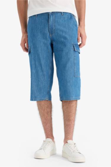 Cotton Regular Fit Denim Bermuda Shorts