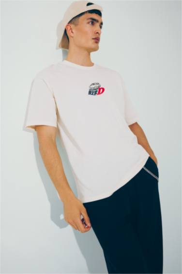 تيشيرت نص ردن قطن اوفر سايز بياخة مستديرة