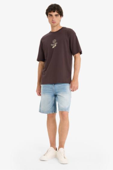 تيشيرت نص ردن قطن اوفر سايز بياخة مستديرة