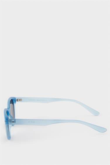 Yuvarlak Açık Mavi Plastik Çerçeve Siyah Cam Polarize Güneş Gözlüğü Kız Çocuk