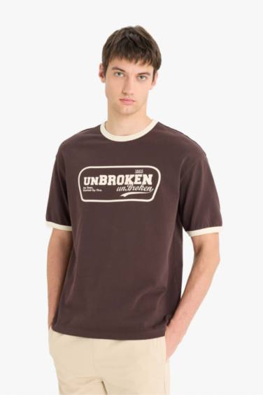 Cotton Boxy Fit Crew Neck Printed T-Shirt