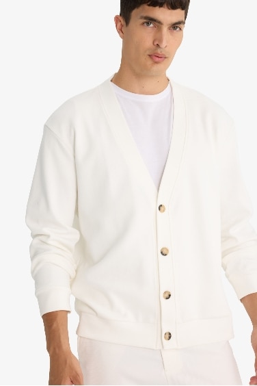 Buttoned V-Neck Cardigan