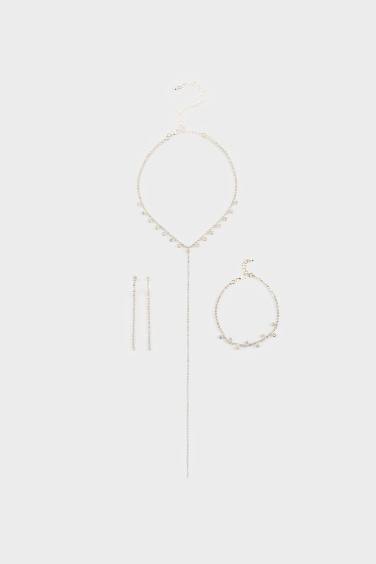 DCEY x DeFacto Kadın Taşlı Kolye Küpe Bileklik Seti