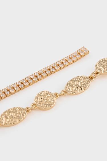DCEY x DeFacto Kadın 2'li Taşlı Gold Küpe