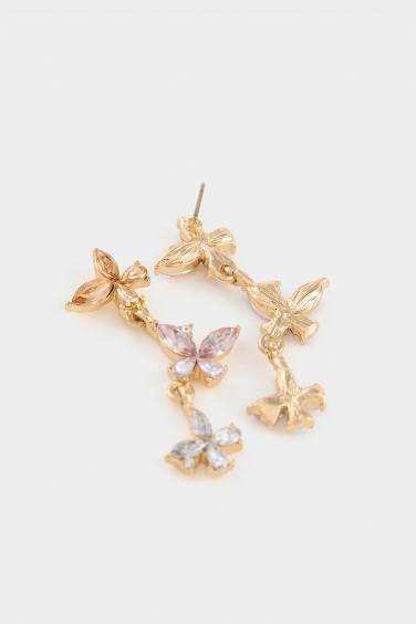 DCEY x DeFacto Kadın Çiçekli Taşlı Gold Küpe