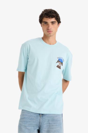 Boxy Fit Crew Neck Printed Short Sleeve T-Shirt