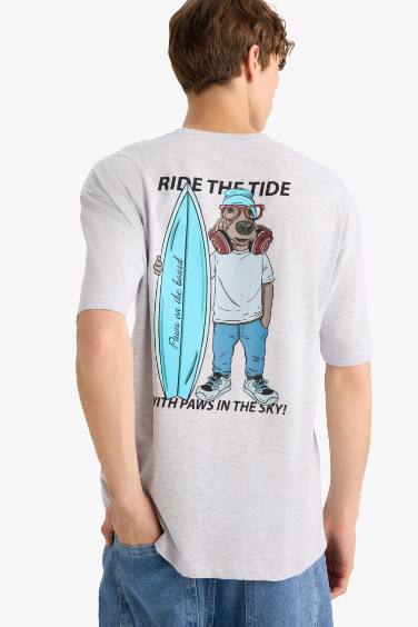 Boxy Fit Crew Neck Printed Short Sleeve T-Shirt