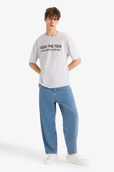 Boxy Fit Crew Neck Printed Short Sleeve T-Shirt