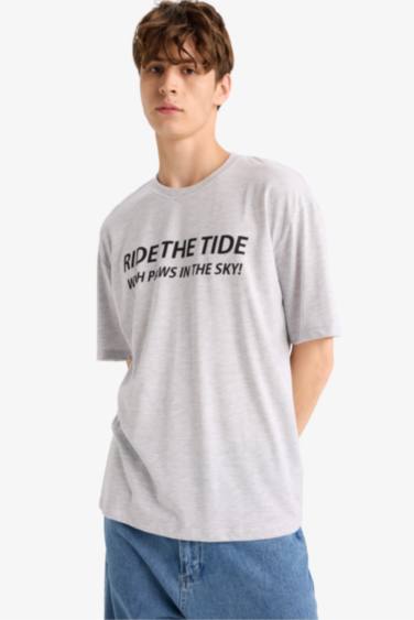 Boxy Fit Crew Neck Printed Short Sleeve T-Shirt