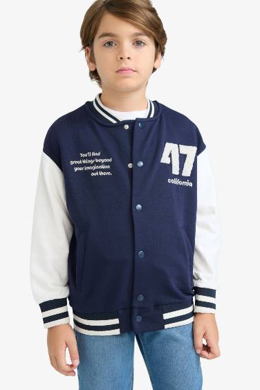 Boy Printed College Collar Bomber Jacket
