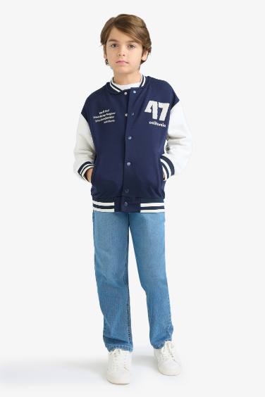 Boy Printed College Collar Bomber Jacket
