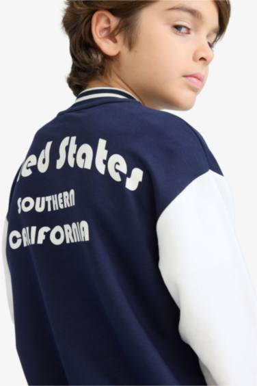 Boy Printed College Collar Bomber Jacket