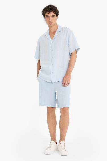 Linen Relax Fit Bermuda Shorts