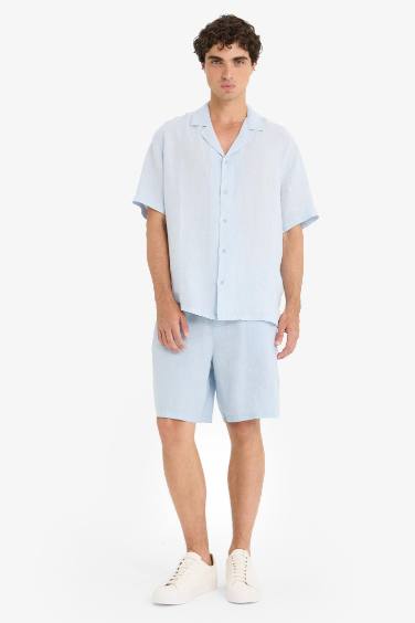 Linen Relax Fit Bermuda Shorts