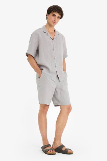 Linen Relax Fit Bermuda Shorts