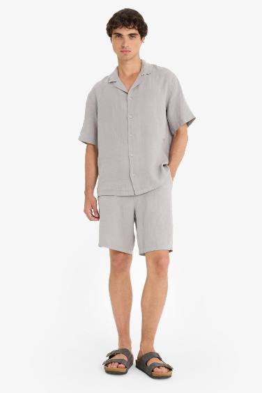 Linen Relax Fit Bermuda Shorts