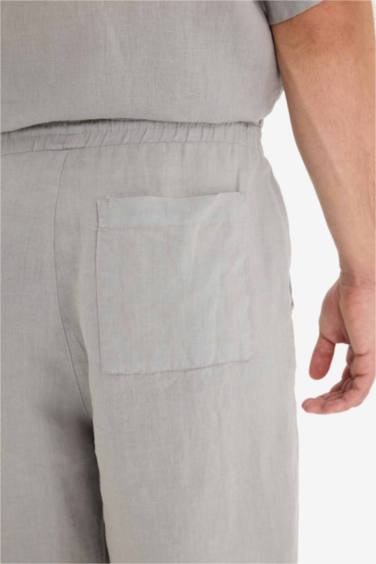 %100 Keten Relax Fit Bermuda Şort - Görsel 6