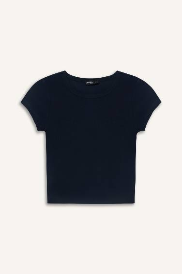 Coool Fitted Basic Düz Ribana Kısa Kollu Tişört