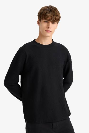 Boxy Fit Crew Neck Soft Fabric Basic Sweatshirt