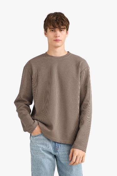 Sweat aspect tricot à col rond Coupe régulière