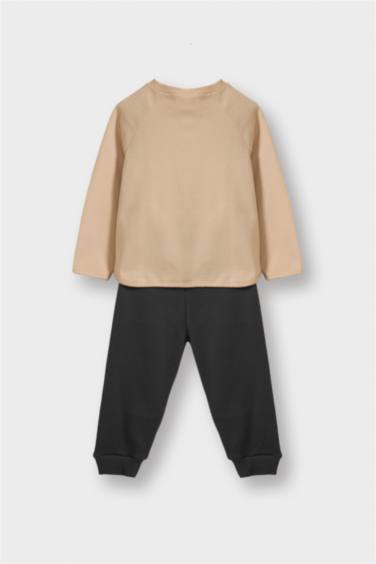 Erkek Bebek 2'li Takım Kaplan Baskılı Sweatshirt Eşofman Altı