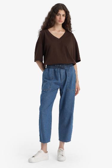 Oversize Fit V Neck Short Sleeve T-Shirt