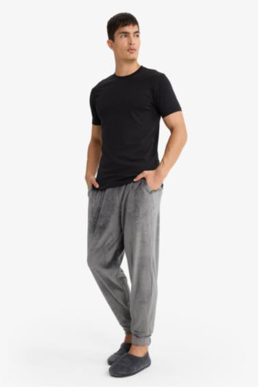 Regular Fit Cepli Kadife Pijama Altı