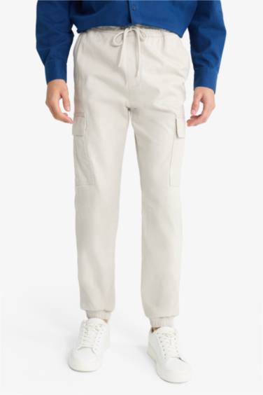 Regular Fit Beli Bağcıklı Kargo Cepli Jogger Pantolon