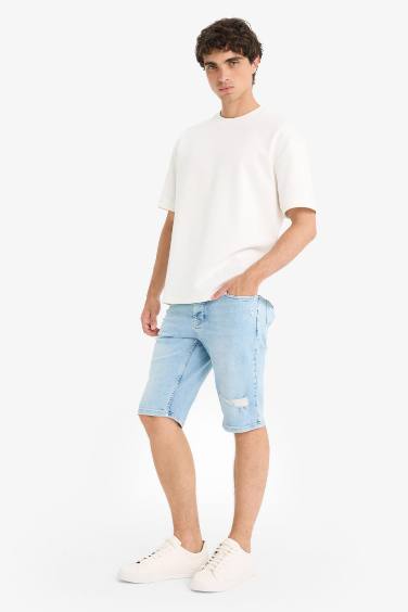 Slim Fit Denim Bermuda Shorts