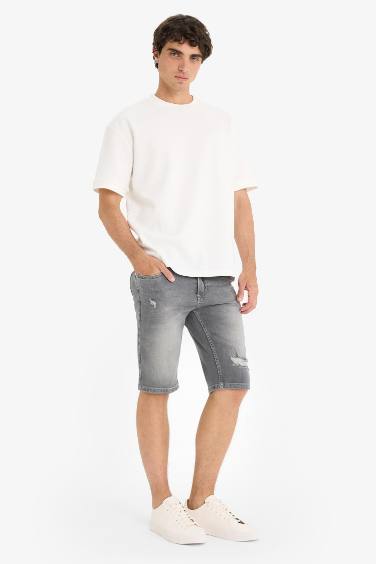 Slim Fit Denim Bermuda Shorts