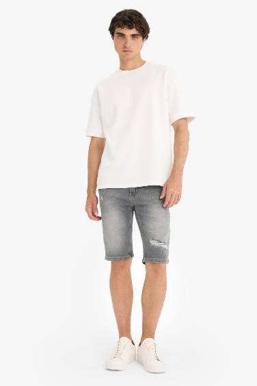 Slim Fit Denim Bermuda Shorts